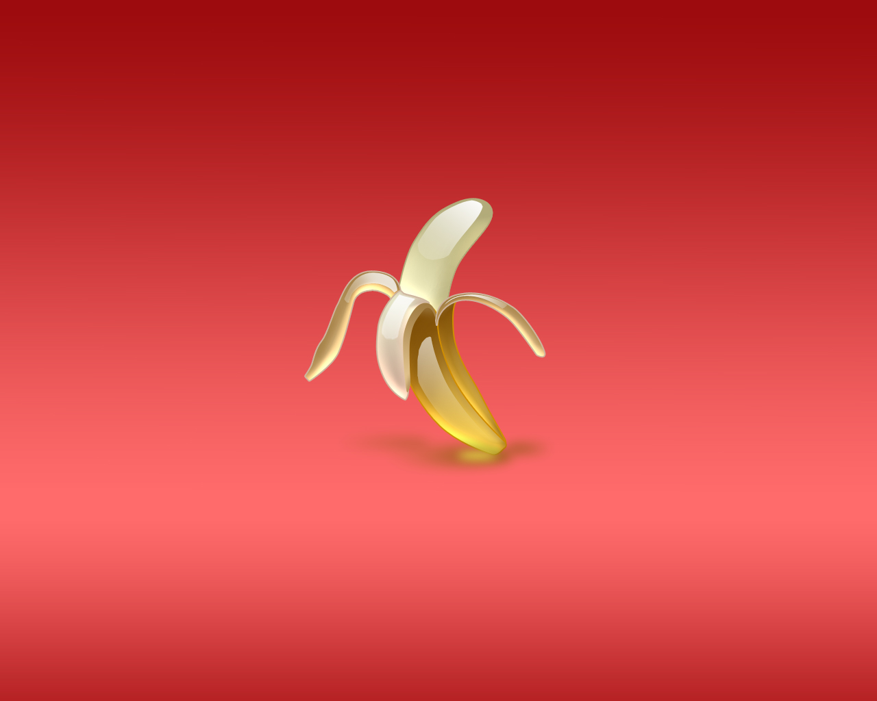очищенный банан на красном фоне, скачать фото, обои на рабочий стол