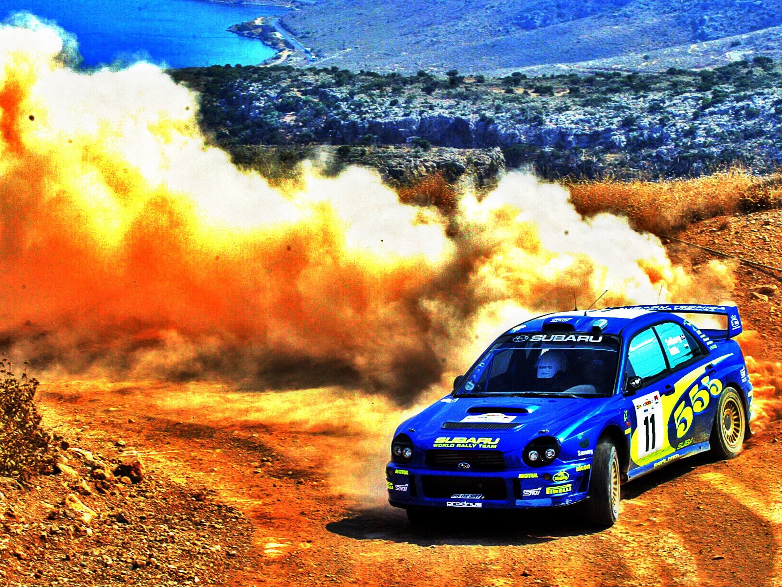 Субару авто, ралли, пыль и пустыня, песок, rally car SUBARU.